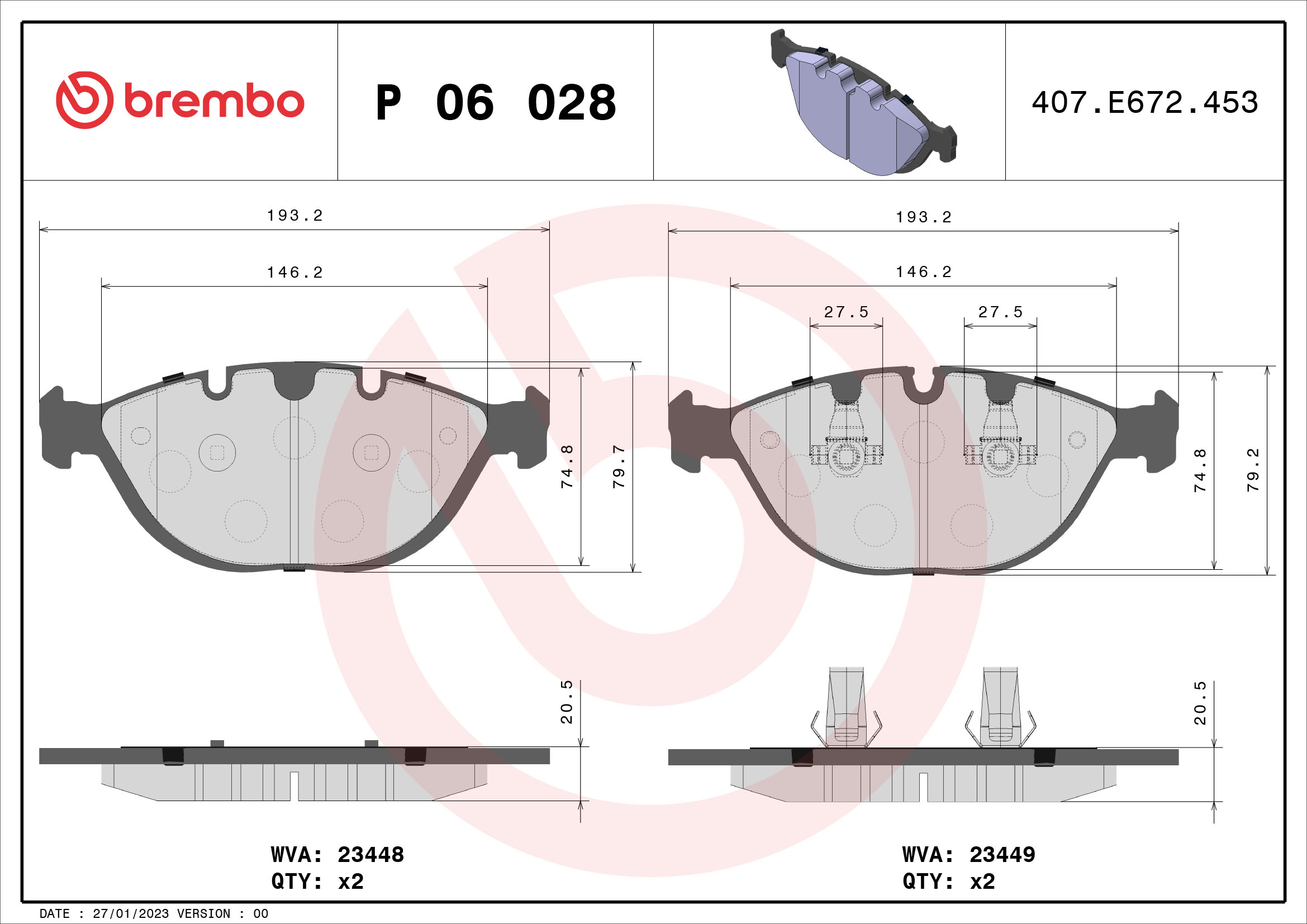 A.B.S. P 06 028 BREMBO Bremsbelagsatz, Scheibenbremse